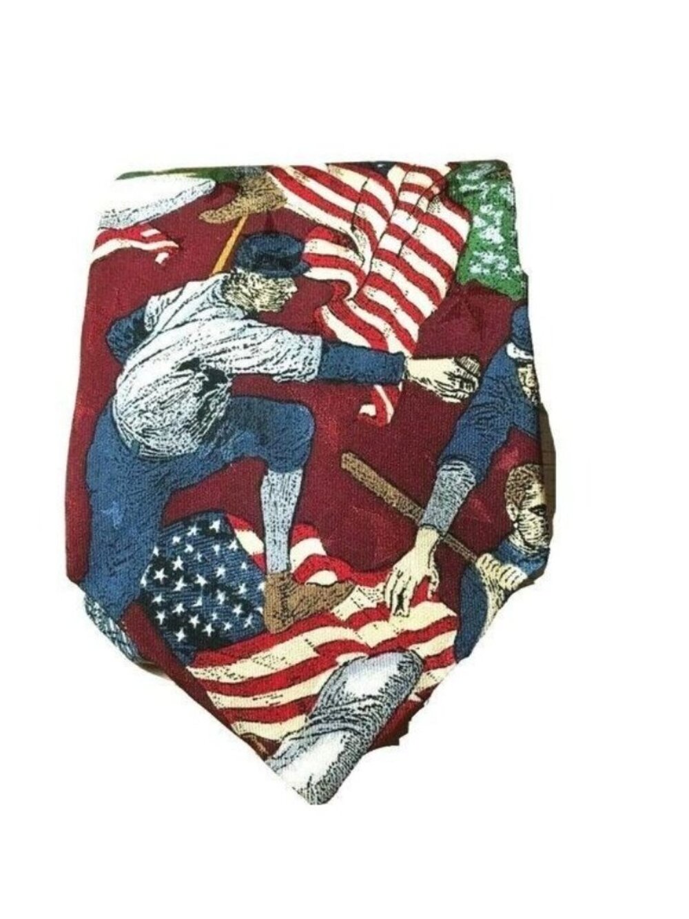 Van Heusen 417 Americana Series Batter Up Circa 1916 Baseball Silk Tie 4th July - Picture 1 of 8